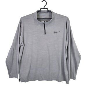 Mens Nike Dri-Fit Standard Fit Gray Pullover Shirt 1/4 Zip Long Sleeve Size 3XLT
